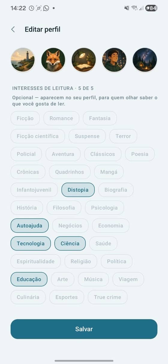 Interesses de leitura, do jeito que você escolher